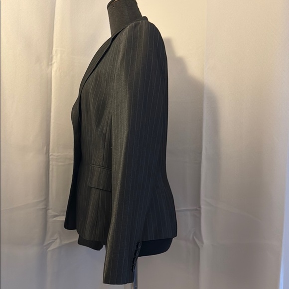 Ann Taylor lined fitted Women's Grey and Blue Pinstripe Blazer. Size 8. - Picture 8 of 12